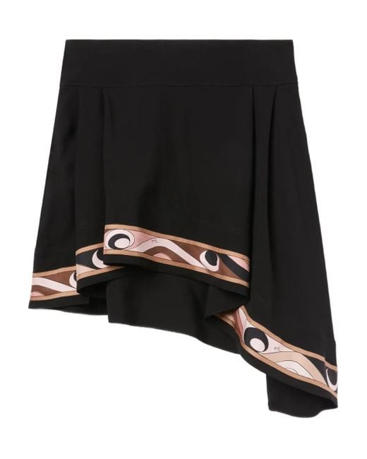 Emilio Pucci Asymmetrische Mini-Rok Met Print in het Black