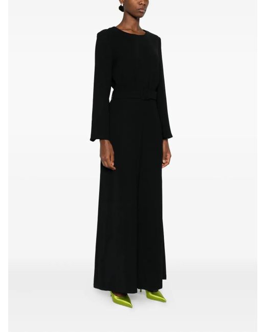 P.A.R.O.S.H. Black Belted Wide-Leg Jumpsuit