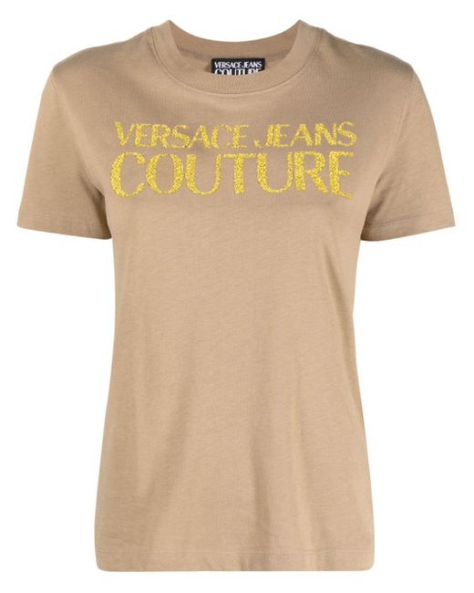 Versace Natural T-Shirt mit Logo-Print