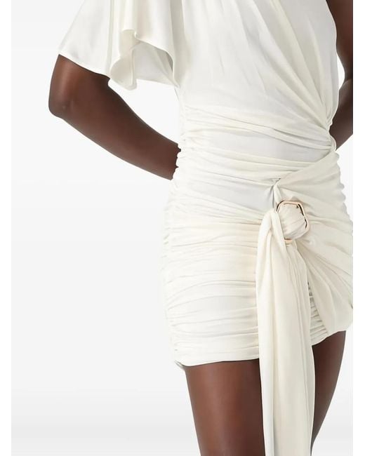Monot White One-Shoulder Draped Dress
