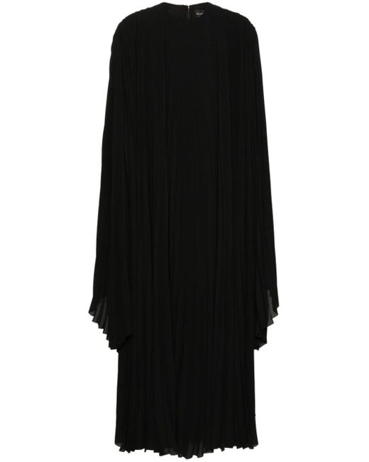 Balenciaga Black Pleated Wide-sleeve Maxi Dress