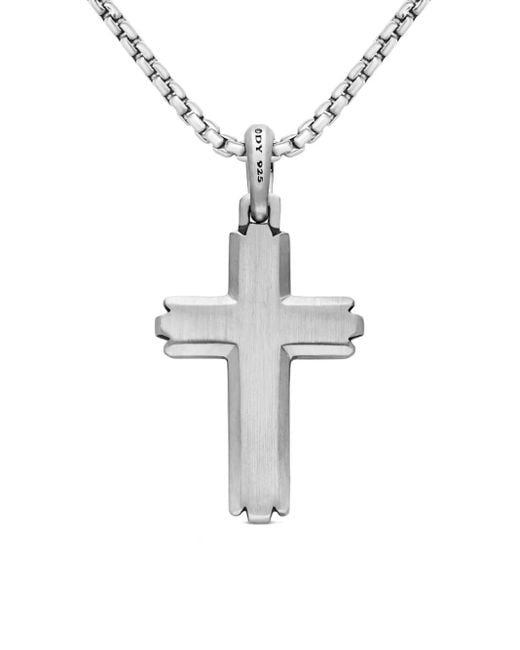 David Yurman White Sterling Deco Cross Pendant (34Mm) for men