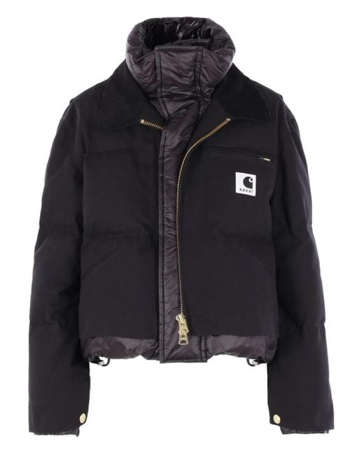 X Carhartt Wip Giacca Con Applicazione Logo E Colletto A Coste di Sacai in Black