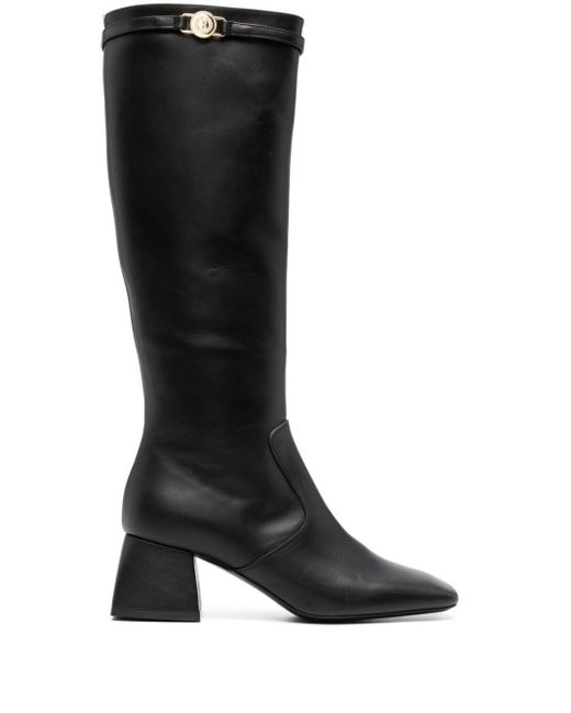 Pollini Mannish 80mm Leather Boots in Black | Lyst