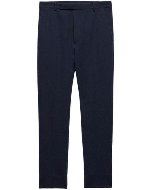 Prada Blue Pressed-Crease Trousers for men