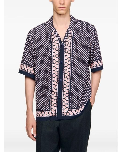 Sandro Purple Heart Motif Flowing Shirt for men