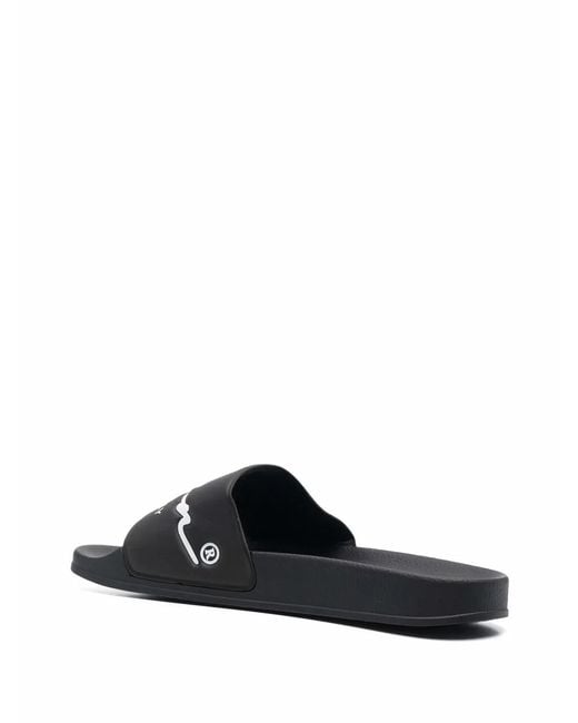 Philipp Plein Black Embossed Logo Slides