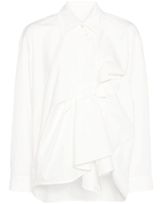 JNBY White Gathered-detail Cotton Blouse