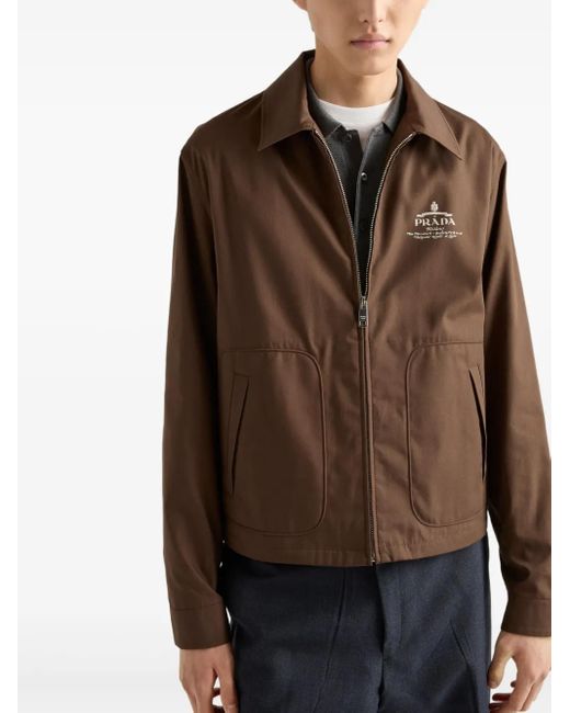 Prada Brown Logo-Embroidered Jacket for men