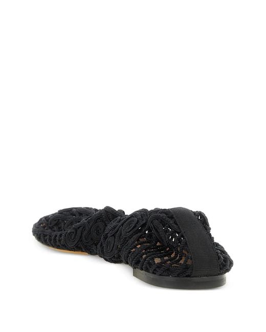 Odissi Black Iris Crochet-Knit Ballet Flats