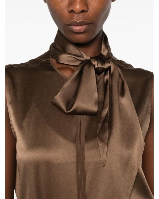 Dorothee Schumacher Brown Sence Of Shine Bow-Detail Sleeveless Top