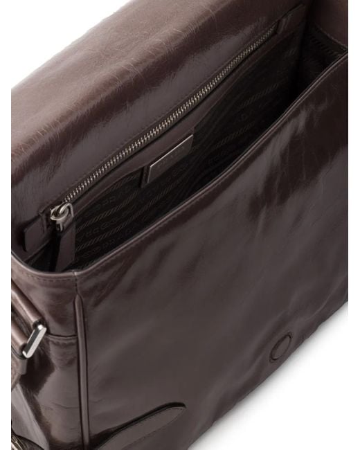 Prada Brown Leather Shoulder Bag for men