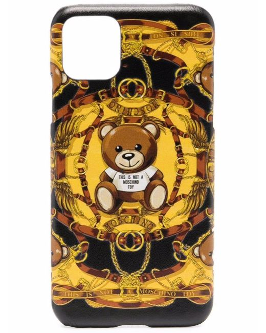 Moschino Teddy Bear Motif Iphone 11 Pro Max Case In Yellow Metallic Lyst