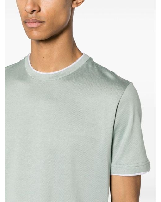 Eleventy Green Contrasting-trim Cotton T-shirt for men