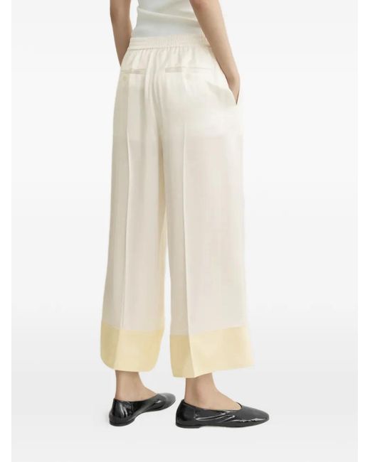 Totême White Pantalon En Soie À Lien De Resserrage