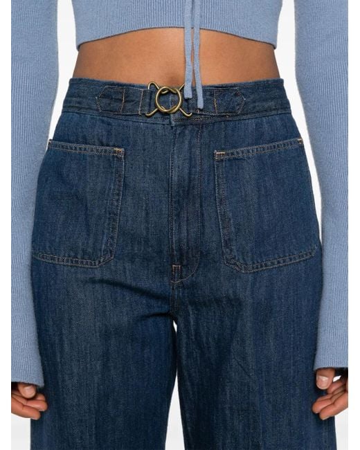 Polo Ralph Lauren Blue Wide-Leg Jeans With Belted Waist
