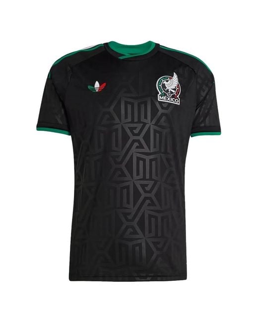 Adidas Black Mexico 26 Geometric-Pattern T-Shirt for men