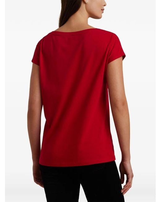 Ralph Lauren Red T-Shirt Graphique À Manches Courtes