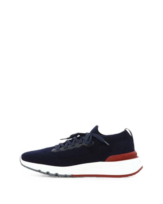 Brunello Cucinelli Blue Lace-Up Sneakers for men