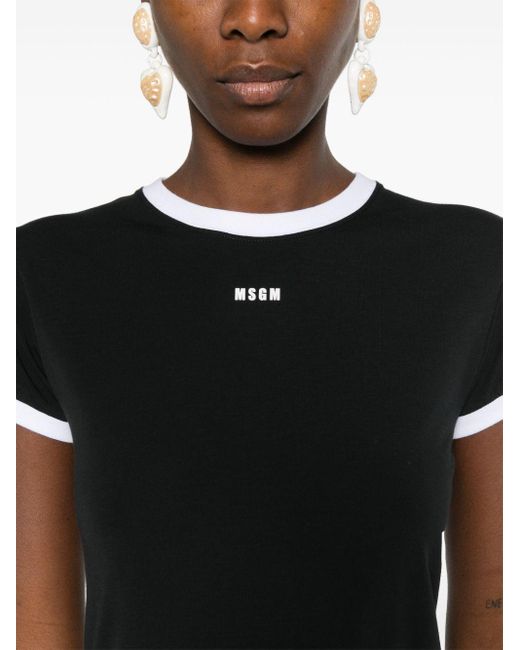 Camiseta con logo estampado MSGM de color Black