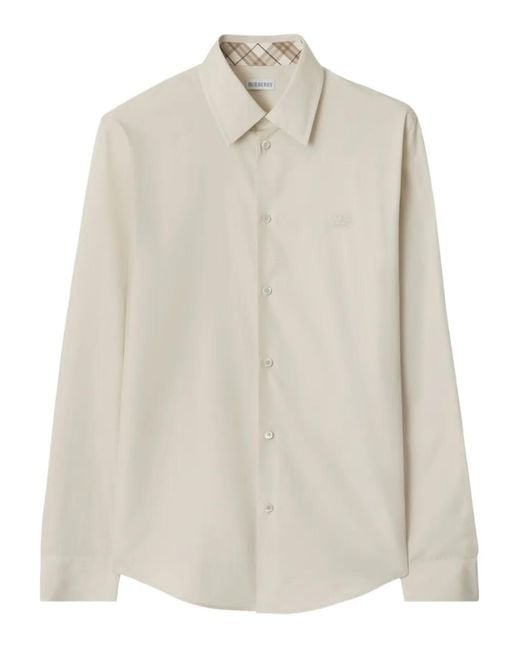 Burberry White Cotton Shirt for men