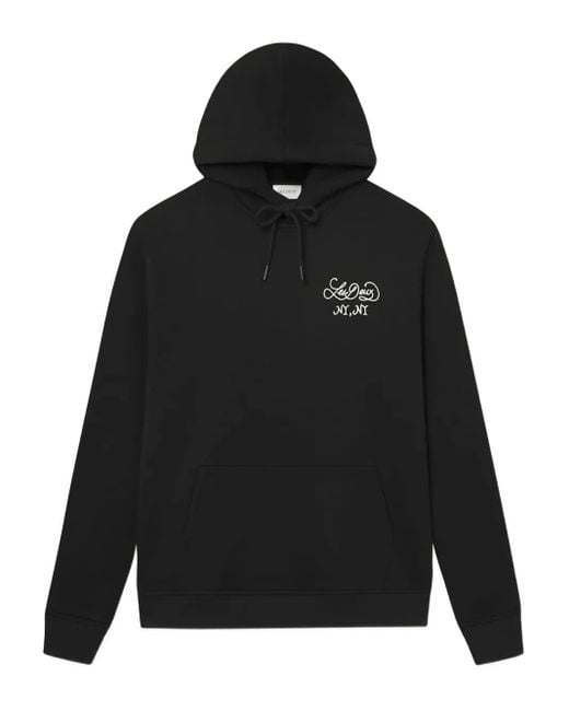Les Deux Black Apple-Print Cotton Hoodie for men