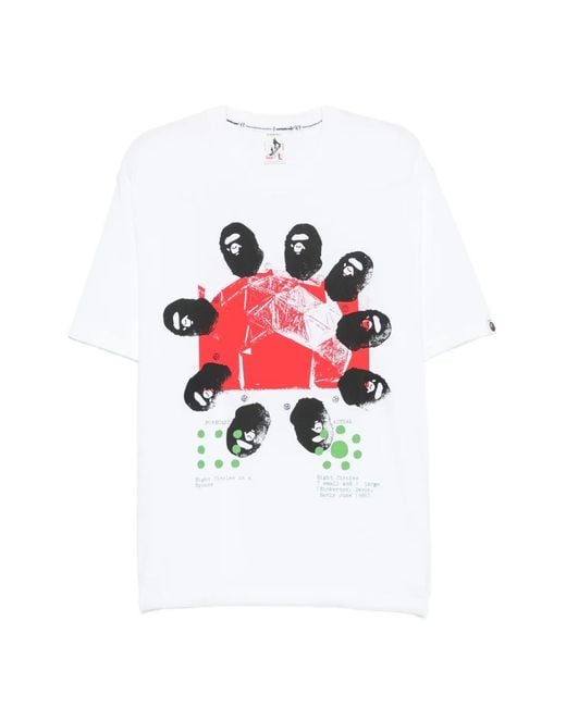 A Bathing Ape White X Kazuki Kuraish Graphic-Print T-Shirt for men