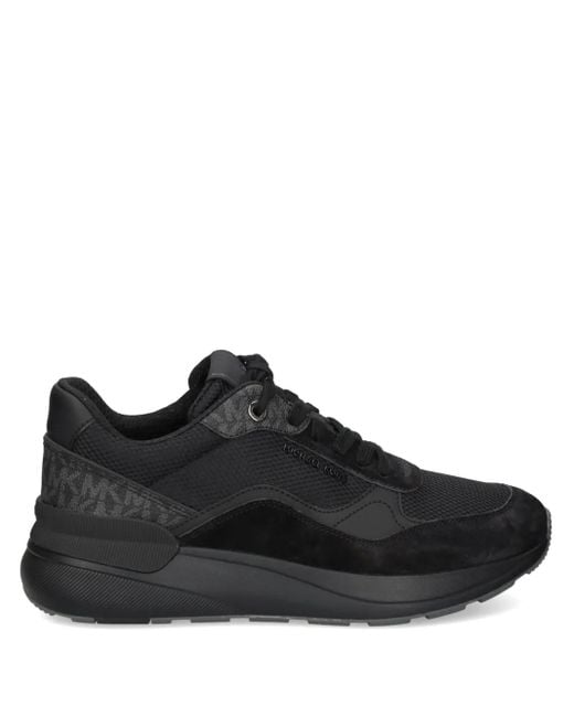 Michael Kors Black Textured Leather And Mesh Trainers for men