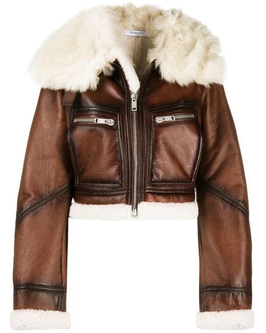 Givenchy Cropped Shearling Jacket in Brown Lyst Canada