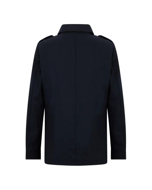 Herno Blue Double-Breasted Buttoned Coat for men