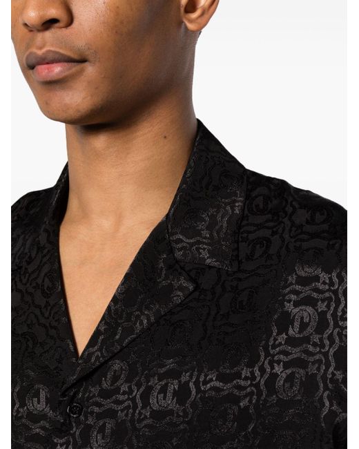 Camisa con monograma en jacquard Just Cavalli de hombre de color Black