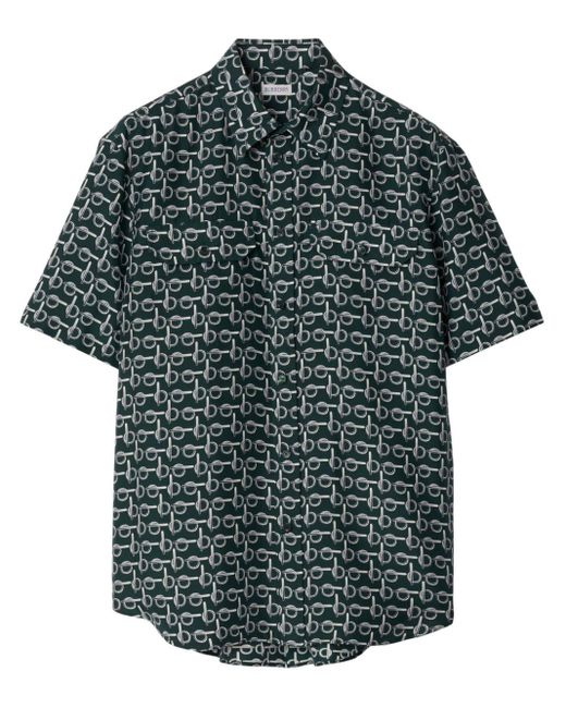 Burberry Green B Printed Silk Shirt for men