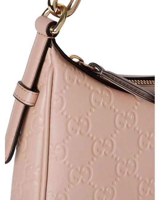 Gucci Pink Medium Logo-Pattern Chain Shoulder Bag