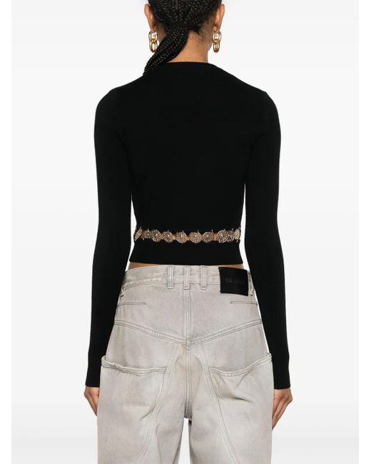 Rabanne Black Ribbed-Knit Studded Top