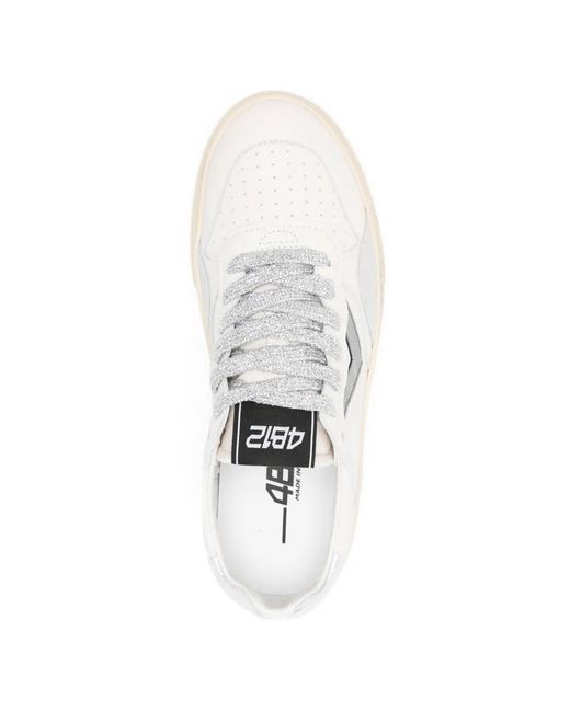 4b12 White Hyper Glitter-Laces Sneakers