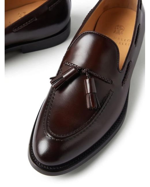 メンズ Brunello Cucinelli タッセル ローファー Brown
