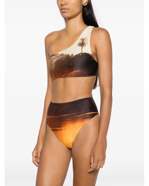 Lenny Niemeyer Orange Graphic-Print Bikini Bottoms