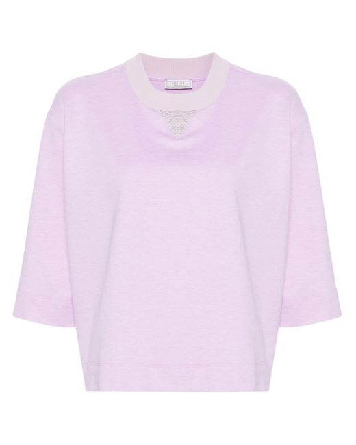 T-shirt en coton à col rond Peserico en coloris Pink