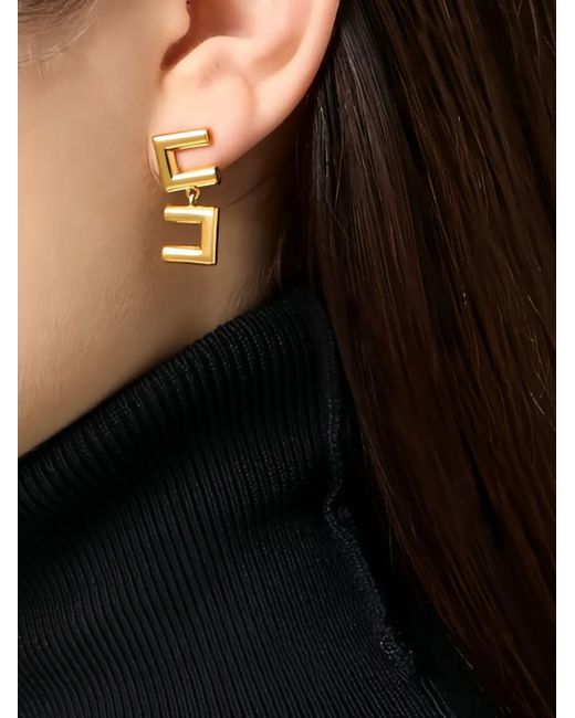 Elisabetta Franchi Black Deconstructed Logo Earrings