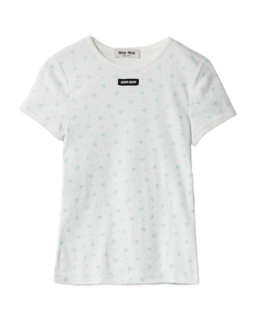 Miu Miu White Cotton T-Shirt