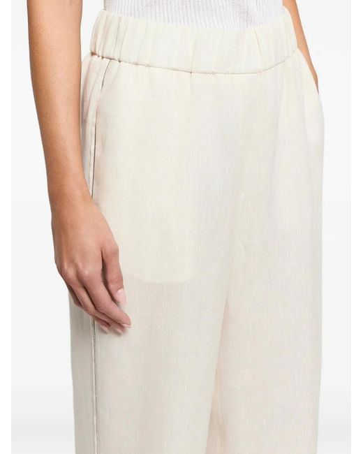 Peserico Natural Elasticated Turn-Up Trousers