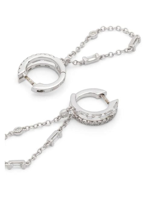 SHAY White 18Kt Diamond Double Mixed Fringe Earrings