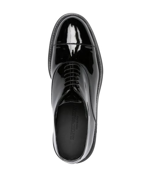 Emporio Armani Black Patent-Leather Oxford Shoes for men