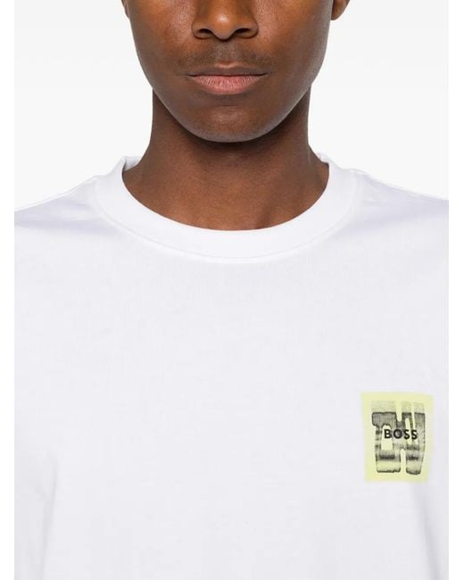 Boss White T-Shirt À Imprimé Graphique for men