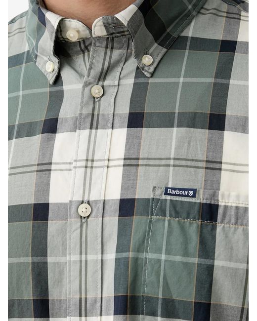 Barbour Gray Rawley Check-Pattern Long-Sleeved Shirt for men