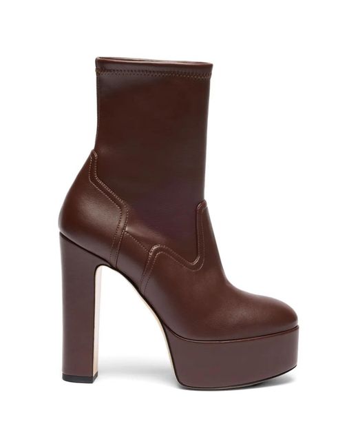 Casadei Brown Patty Platform Ankle Boots