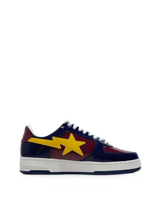 A Bathing Ape Blue Patent-Leather Bape Sta Sneakers for men