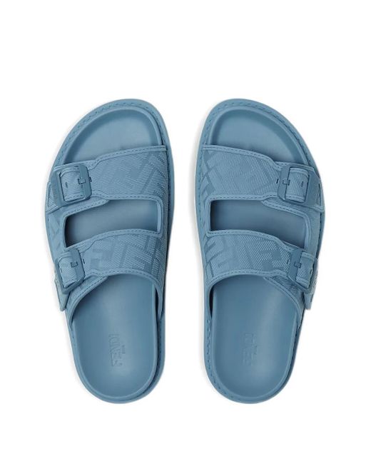 Sandali Con Fibbia Ff di Fendi in Blue da Uomo