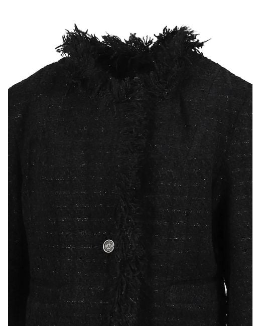 BOHEMSEO Black Frayed-Tweed Jacket