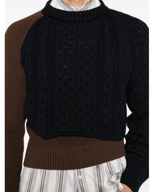 Sacai Blue Cable-Knit Panelled Sweater for men